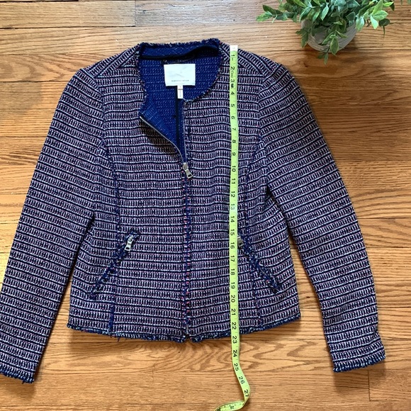 Rebecca Taylor navy pink white stretch tweed jacket - Picture 6 of 10
